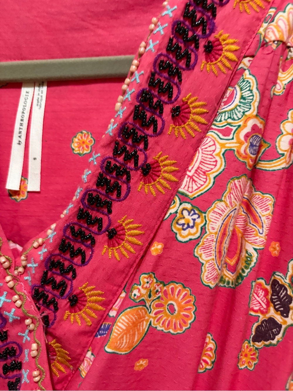 Anthropologie Raquel
Embroidered Mini Fuchsia Printed V-Neck Long-Sleeve dress - Picture 6 of 6